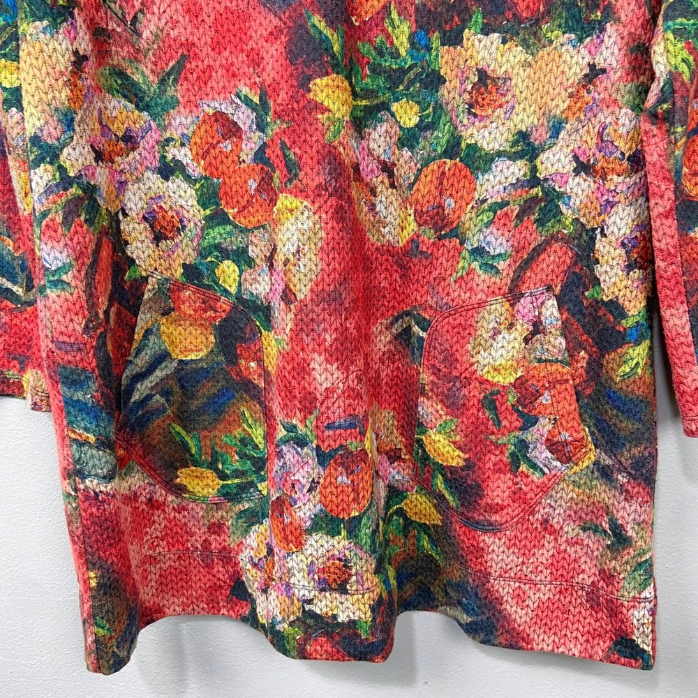 Soft Surroundings Floral Print Knit Tunic Top Pockets Sz L Pointelle Artsy‎ Boho - Picture 9 of 11